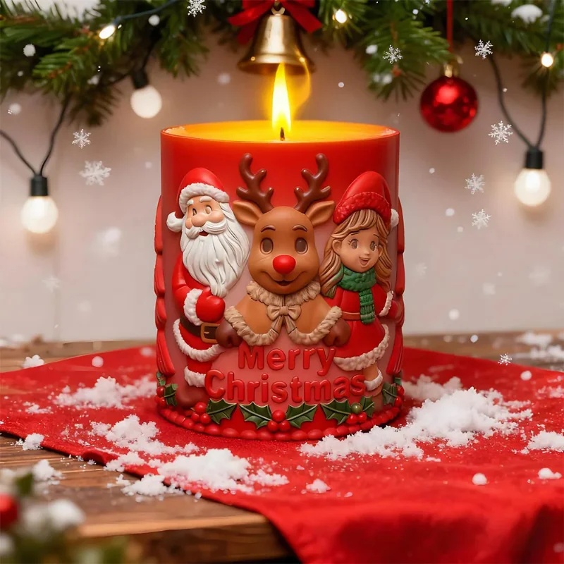 Candle Making Event - 엠보싱 처리된 원통형 실리콘 향초 몰드,