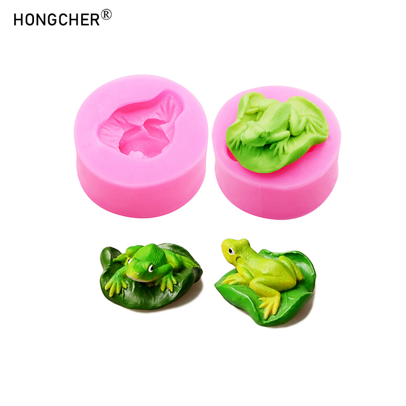 Candle Making Moulds - 연꽃 잎 개구리 수지 마이크로 풍경