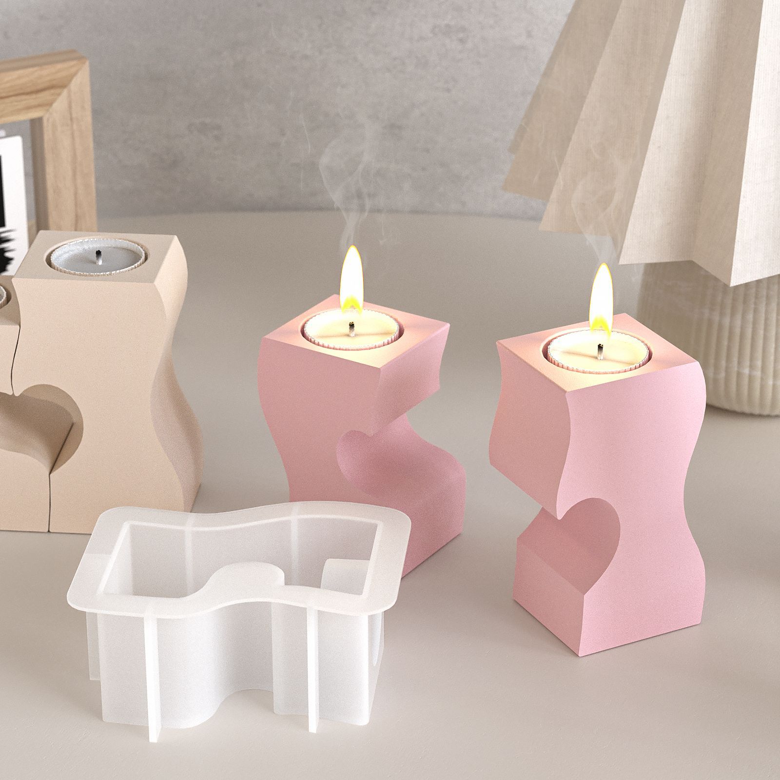S 하트 촛대 실리콘 몰드 DIY 캔들 홀더 석고 석고 - Candle Making Moulds 리뷰 및 가격