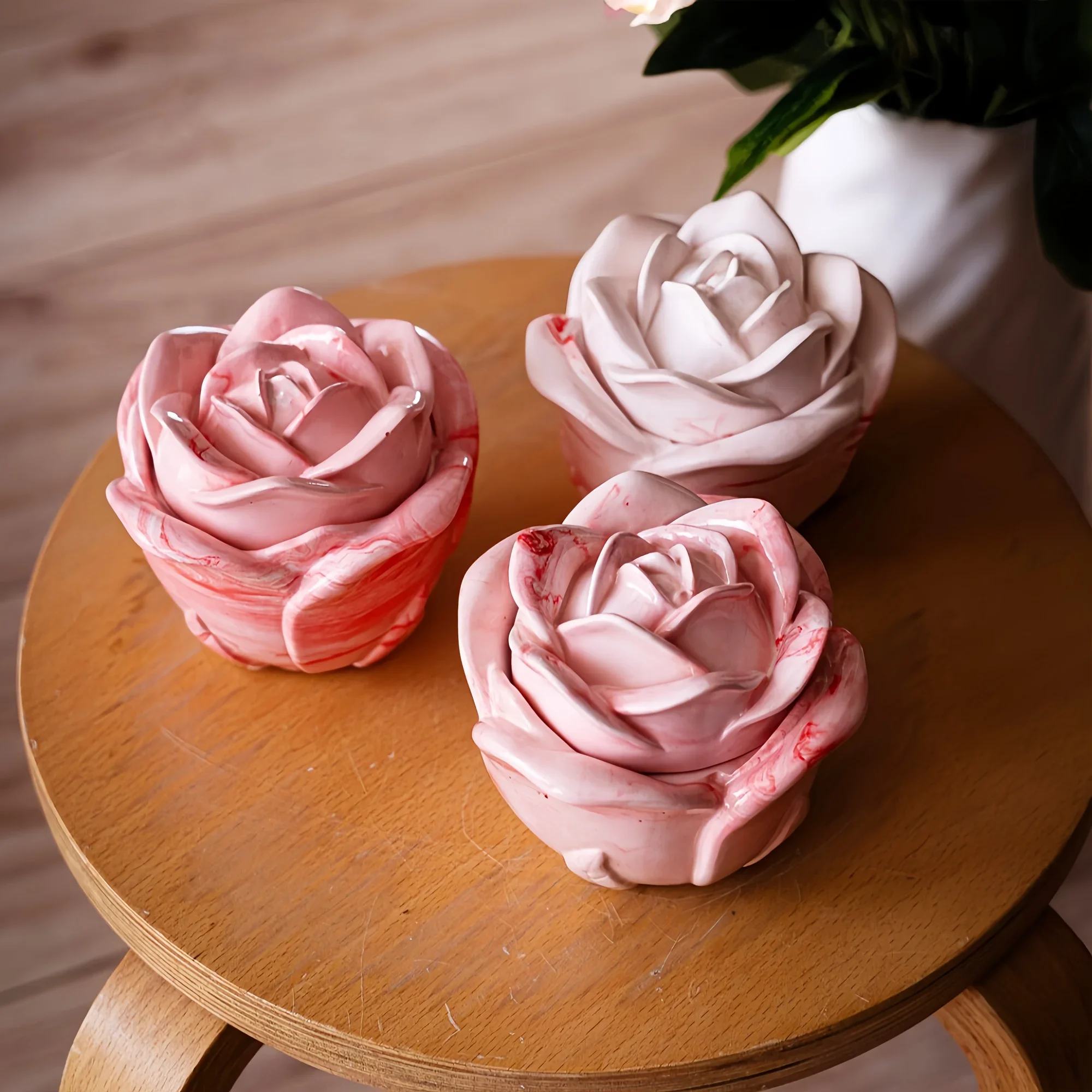 2피스 세트 장미 모양 실리콘 몰드 뚜껑 포함, 우아한 - Candle Making Moulds 리뷰 및 가격