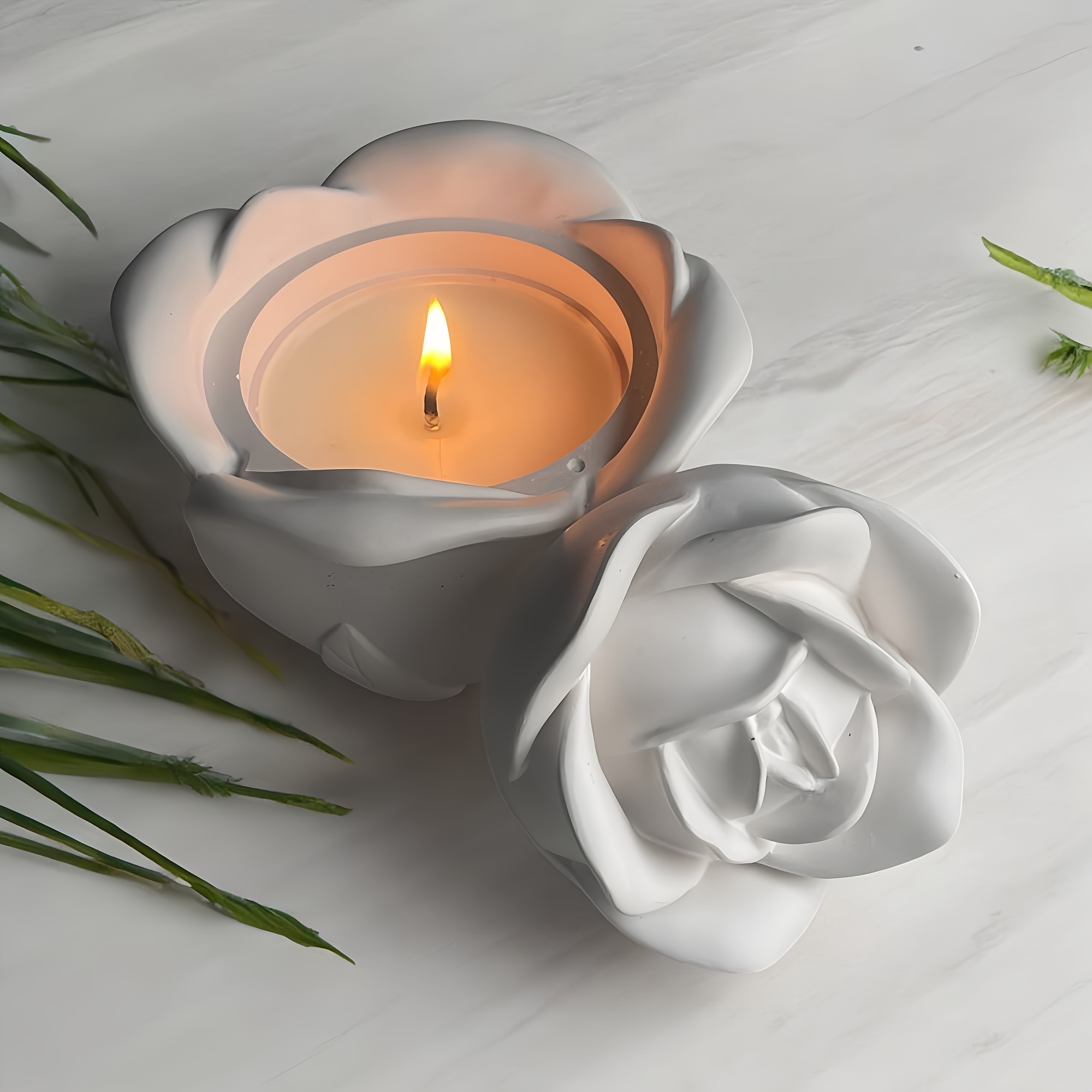 2피스 세트 장미 모양 실리콘 몰드 뚜껑 포함, 우아한 - Candle Making Moulds 리뷰 및 가격