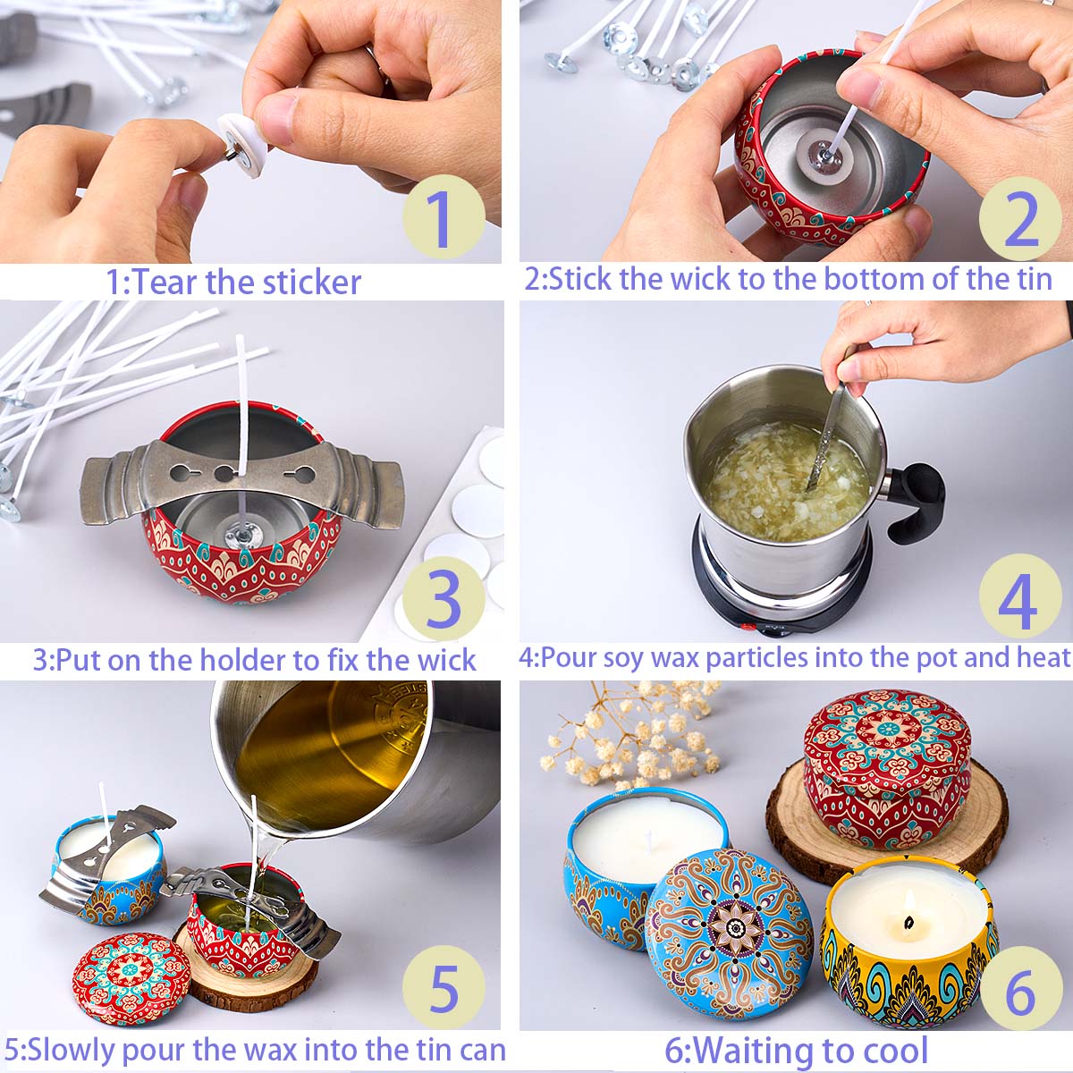 DIY 향초 만들기 도구 키트 소이 왁스 심지 스티커  - Candle Making For Beginners 리뷰 및 가격